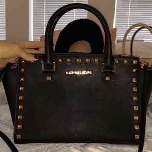 Black with gold studs Michael Kora purse